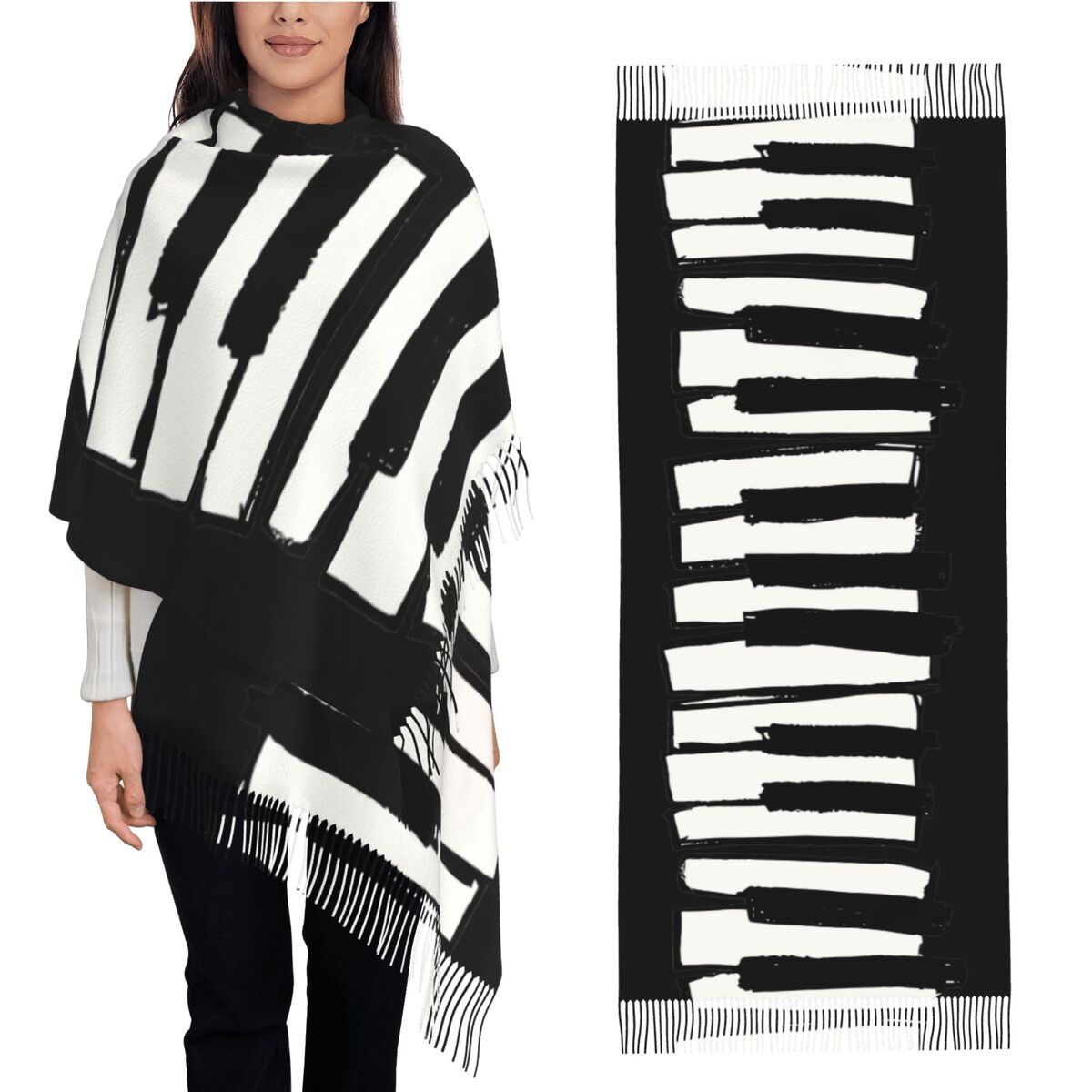Pashmina Wrap Large - Минималистичный шарф с клавишами пианино для