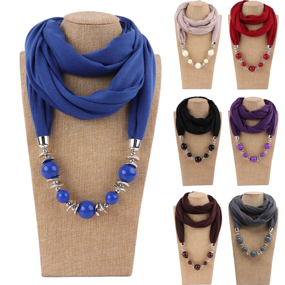Infinity Scarf Knit - Модный шифоновый шарф однотонного цвета с