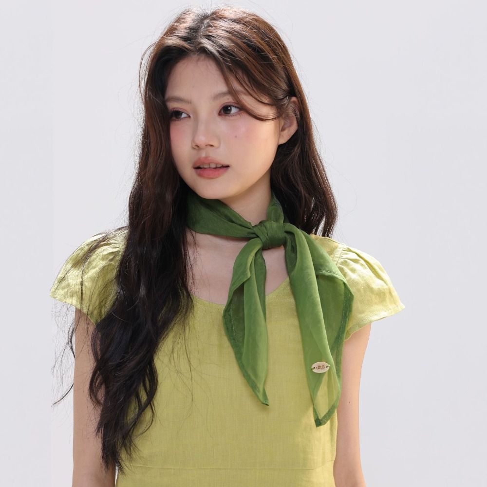 Scarf Silk Square - Ретро-шарф из чистого шелка, однотонный, маленький